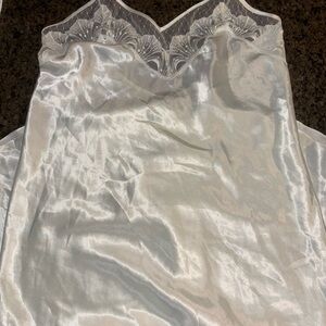 Vintage Victoria's Secret White Satin Chemise with Lace Detail
